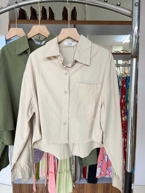 WANWAN Ladies Long Sleeves Crop Shirts